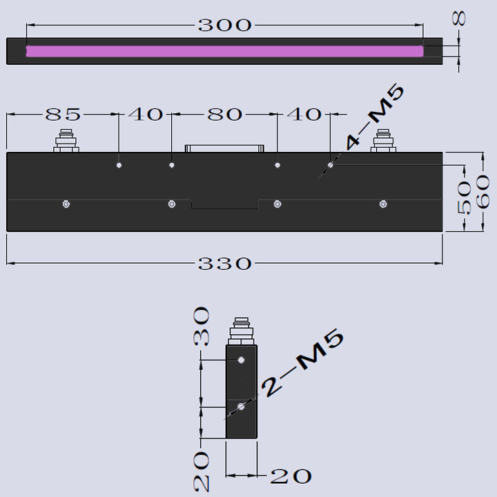 油墨固化用UVLED水冷線光源-300×10(圖3) uvled線光源