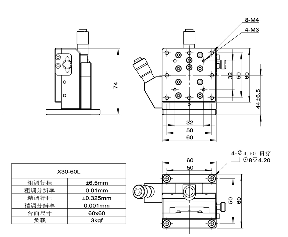 高分辨率位移臺 X10/X30(圖7) X30-60L